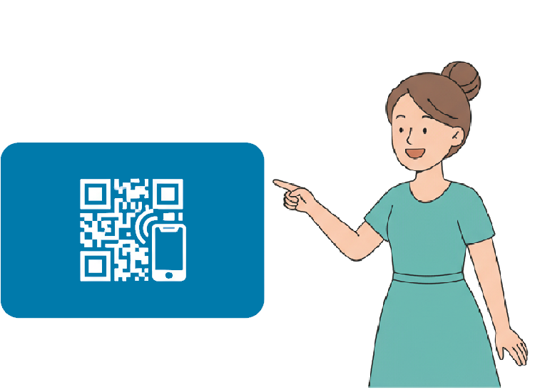 Scan QR code on device illustration