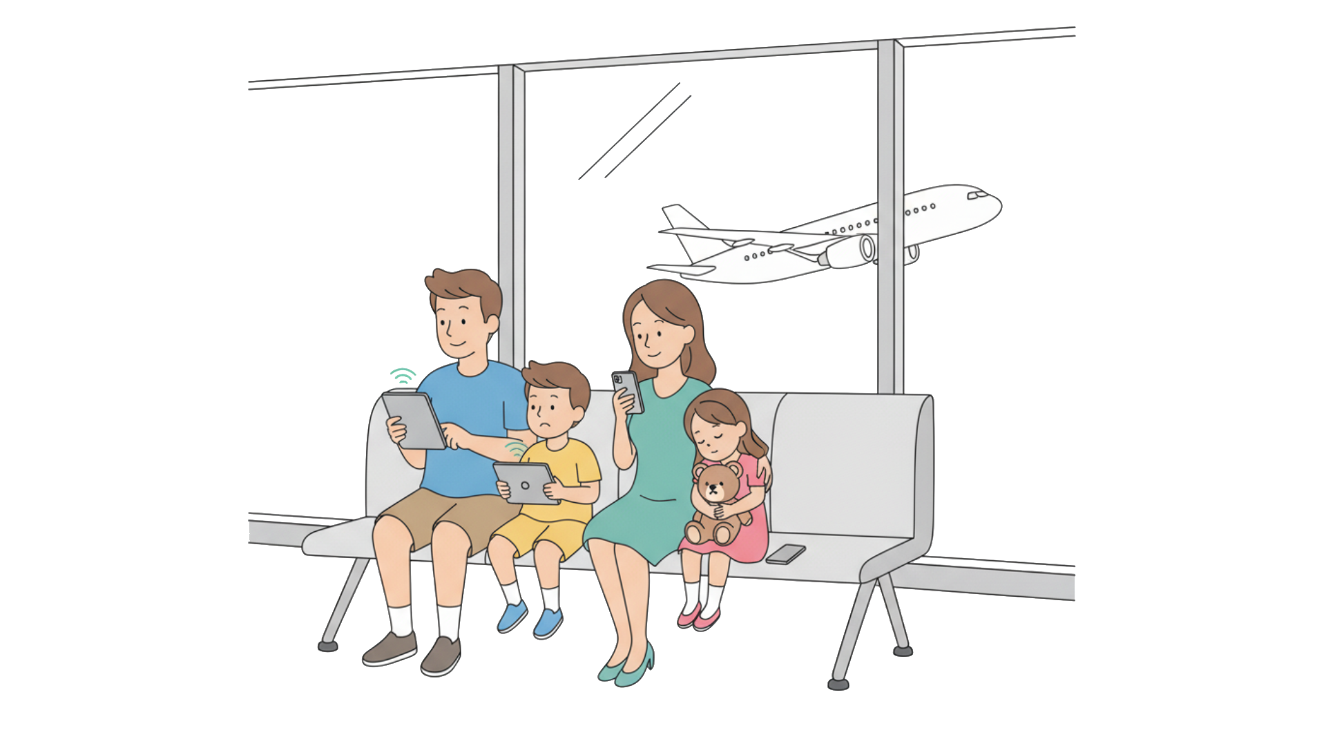 Family avoiding international data roaming mistakes with proper eSIM setup