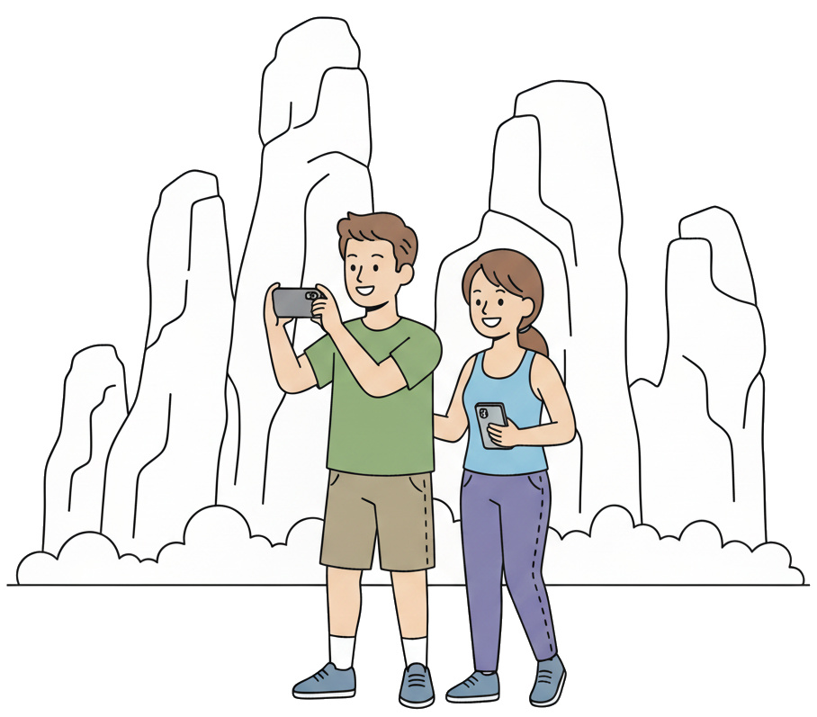 Couple enjoying connected travel experience together