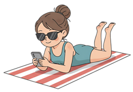 Mother relaxing on sunbath with tribe