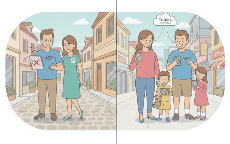 Family staying connected even when one device fails